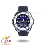 ساعت کاسیو مردانه بند رابر مشکی قاب نقره ای دو زمانه MWQ-100-2AVDF