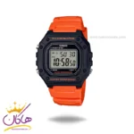 ساعت کاسیو مردانه بند رابر نارنجی دیجیتال W-218H-4B2VDF