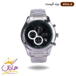 ساعت کرست مردانه فلزی نقره ای صفحه مشکی دو زمانه مدل 6218/6