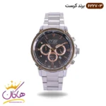 ساعت کرست مردانه فلزی نقره ای دو زمانه مدل crest 6227/3