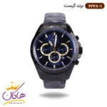 ساعت کرست مردانه فلزی مشکی صفحه آبی دو زمانه مدل 6228/1