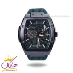 ساعت مچی کرست مردانه اتوماتیک بند رابر سبز صفحه اسکلتون crest 6335/3