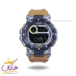 ساعت مچی کرست پرو مردانه بند رابر قهوه ای دیجیتالی crest 9506/2