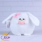 عروسک خرگوش سفید تپل هلو به دست | 175082