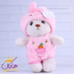 عروسک خرس لباس دار صورتی | 24331/3