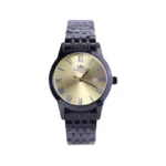 ساعت عقربه ای الگانس زنانه فلزی مشکی صفحه زرد L 030/12