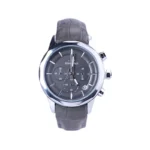 ساعت مچی الگانس زنانه بند چرم طوسی قاب نقره ای L 1191/2