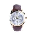 ساعت مچی الگانس زنانه بند چرم قهوه ای قاب طلایی L 1202/2