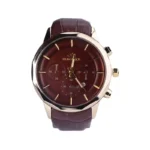 ساعت مچی الگانس مردانه چرم قاب طلایی صفحه قهوه ای G 1191/3