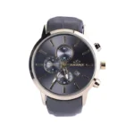 ساعت مچی الگانس مردانه بند چرم طوسی قاب طلایی G 1201/5