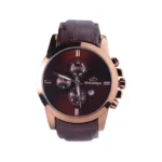 ساعت مچی الگانس مردانه بند چرم قهوه ای قاب رزگلد G 1203/4