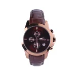 ساعت مچی الگانس زنانه بند چرم قهوه ای قاب رزگلد L 1203/5