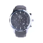 ساعت مچی الگانس مردانه بند چرم طوسی قاب نقره ای G 1191/1