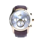 ساعت مچی الگانس مردانه بند چرم قهوه ای قاب طلایی G 1196/3