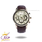 ساعت عقربه ای الگانس مردانه چرم قهوه ای صفحه طلایی G 1255/3