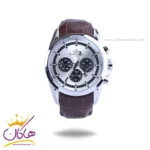 ساعت عقربه ای الگانس مردانه چرم قهوه ای قاب نقره ای G 1256/1
