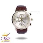 ساعت عقربه ای الگانس مردانه بند چرم قهوه ای قاب طلایی G2095/1