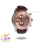 ساعت عقربه ای الگانس مردانه بند چرم قهوه ای قاب طلایی G2097/1