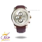 ساعت عقربه ای الگانس مردانه بند چرم قهوه ای قاب طلایی G2097/6