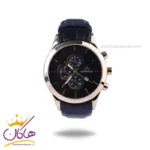 ساعت عقربه ای الگانس مردانه بند چرم مشکی قاب طلایی G2100/2