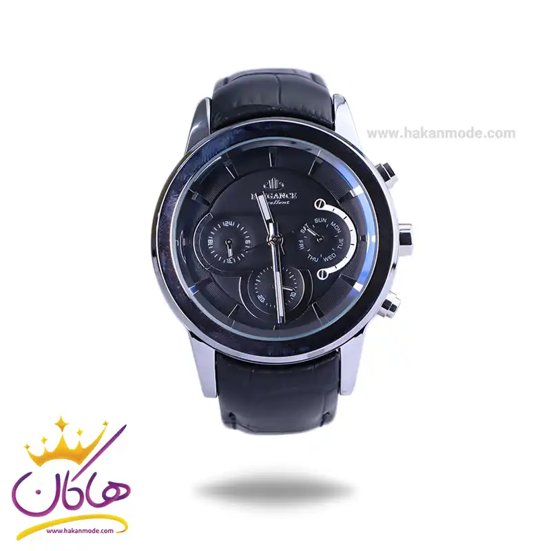 ساعت عقربه ای الگانس مردانه بند چرم مشکی قاب نقره ای G2241/1 ساعت عقربه ای الگانس مردانه بند چرم مشکی قاب نقره ای G2241/1 - Image 1