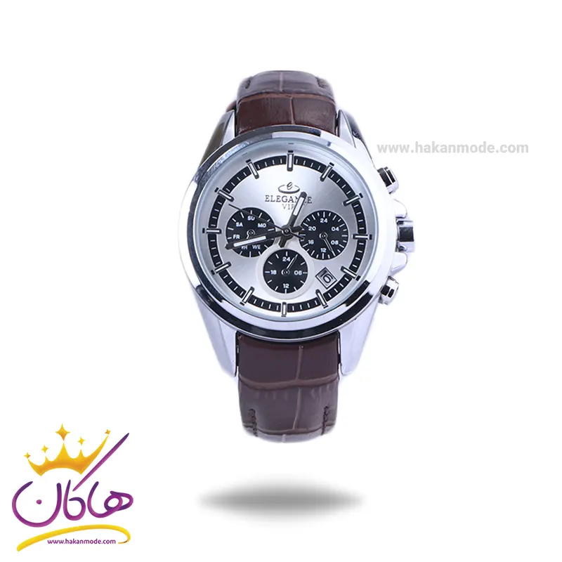 ساعت مچی الگانس زنانه چرم قهوه ای قاب نقره ای L1256/2 ساعت مچی الگانس زنانه چرم قهوه ای قاب نقره ای L1256/2 - Image 1