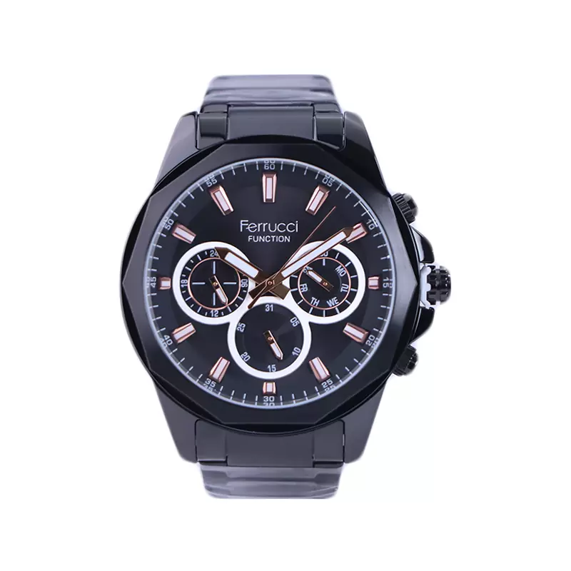 ساعت عقربه ای فروچی مردانه فلزی تمام مشکی FC 03421/05 ساعت عقربه ای فروچی مردانه فلزی تمام مشکی FC 03421/05 - Image 1