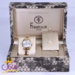 ست گردنبند و ساعت مچی فری لوک زنانه فلزی طلایی FL.1.10462-2set 136
