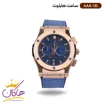 ساعت هابلوت مردانه بند چرم آبی قاب رزگلد کرنوگراف 888/111