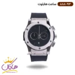ساعت هابلوت مردانه بند رابر مشکی قاب نقره ای کرنوگراف 888/93