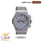 ساعت هابلوت مردانه بند رابر خاکستری کرنوگراف قاب نقره ای 888/95