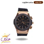 ساعت هابلوت زنانه بند رابر مشکی اندکس رزگلد کرنوگراف 888/98