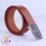 کمربند چرم طبیعی مردانه عسلی KORCAVNE