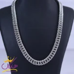 زنجیر کارتیر نقره ای بافت درشت استنلس استیل 1032