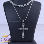 گردنبند دو لاین کارتیر و صلیب استنلس استیل 2001
