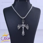 گردنبند آویز صلیب نقره ای استنلس استیل 2002/1