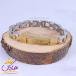 دستبند مردانه فلزی کارتیر پلاک طلایی ST 41050