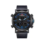 ساعت مچی نیوی فورس دو زمانه مردانه بند چرم مشکی 9135/2