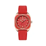 ساعت مچی زنانه نیوی فروس بند رابر قرمز قاب مربع NF 5061/7