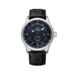 ساعت مچی نیوی فورس مردانه چرم مشکی قاب نقره ای NF 9229/3