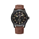 ساعت مچی نیوی فورس مردانه چرم قهوه ای قاب مشکی NF 9229/5