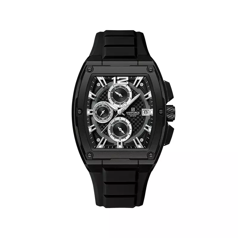 ساعت مچی نیوی فورس مردانه قاب مستطیل مشکی کرنوگراف NF 8050/3 ساعت مچی نیوی فورس مردانه قاب مستطیل مشکی کرنوگراف NF 8050/3 - Image 1