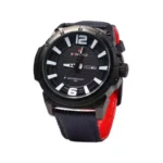 ساعت مچی مردانه نیوی فورس بند برزنت مشکی قرمز G 9066/5