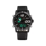 ساعت مچی نیوی فورس مردانه بند چرم مشکی دو زمانه 9095/1