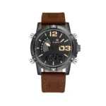 ساعت مچی نیوی فورس مردانه بند چرم قهوه ای دو زمانه 9095/3