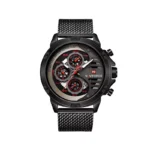 ساعت عقربه ای مردانه نیوی فورس بند حصیری مشکی قرمز 9110/10