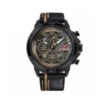 ساعت مچی نیوی فورس مردانه بند چرمی مشکی زرد 9110/11