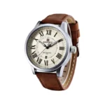 ساعت مچی نیوی فورس مردانه چرم قهوه ای صفحه طلایی 9126/1