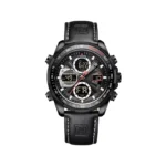 ساعت مچی نیوی فورس مردانه بند چرم مشکی دو زمانه 9197/3