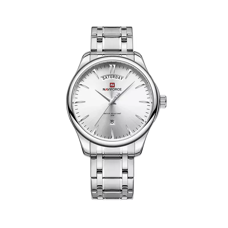 ساعت مچی نیوی فورس مردانه فلزی نقره ای صفحه سفید 9213/3 ساعت مچی نیوی فورس مردانه فلزی نقره ای صفحه سفید 9213/3 - Image 1